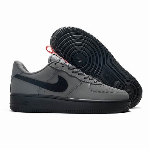 Cheap Nike Air Force 1 Grey Black Shoes Men and Women-62 - Click Image to Close